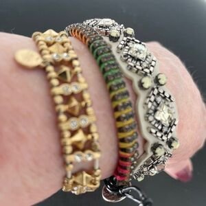 Stella&Dot authentic Elegant Gold & Silver, + 1 woven beaded bracelet.